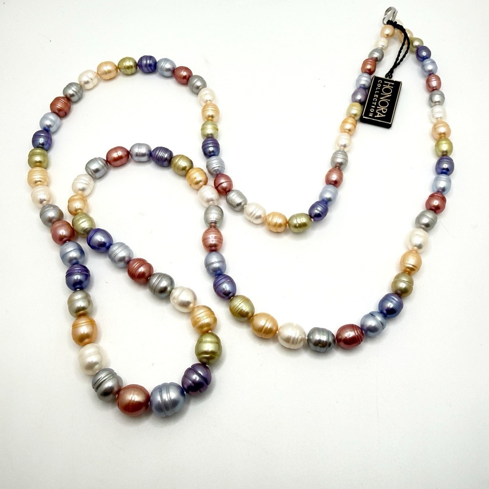 Honora 34" Wildflower Freshwater Pastel‎ Baroque Pearl Necklace 925 Clasp NWT